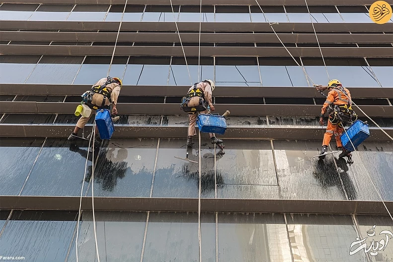 (تصاویر) «مردان عنکبوتی» شیشه پاککن آسمان خراشهای قطر